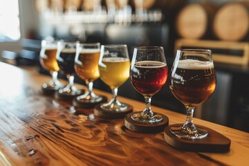 Vectornator for Enhanced and Creative Brewing Designs: A Display of Craft Beer Tasting Flight at a Brewery