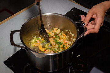 preparing shrimp