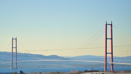 Fototapeta premium Canakkale bridge view during the day