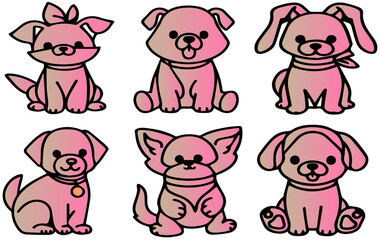 cute puppy dog set, little dog set, cute dog, cartoon cute dog