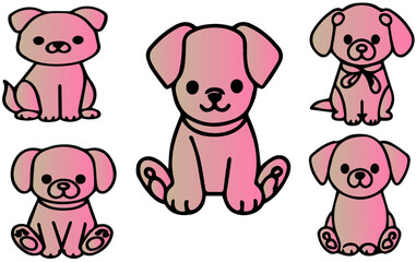 cartoon cute dog set, cute dog, puppy