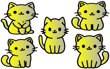 cartoon little cat, funny cat set