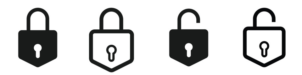 Locks icons set. Locked and unlocked vector icon set. Lock symbol isolated on white background. Padlock symbol. Privacy symbol vector illustration. eps 10