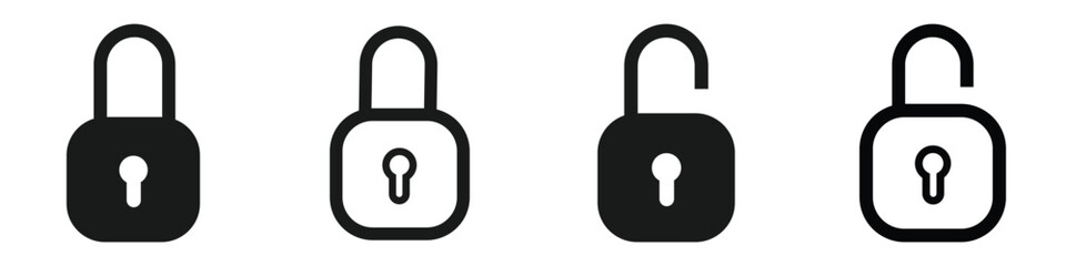 Locks icons set. Locked and unlocked vector icon set. Lock symbol isolated on white background. Padlock symbol. Privacy symbol vector illustration. eps 10