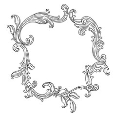 Floral frame in baroque style. Decorative curling plant.