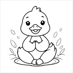 Vector illustration of cute Duck coloring page for kids