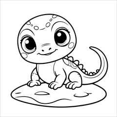 Vector illustration of cute Gecko coloring page for kids