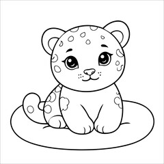 Vector illustration of cute Leopard coloring page for kids