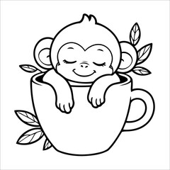 Vector illustration of cute Mouse coloring page for kids