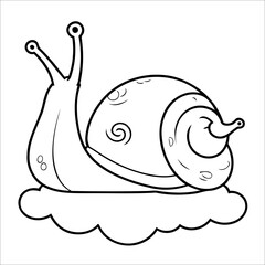 Vector illustration of cute Snail coloring page for kids