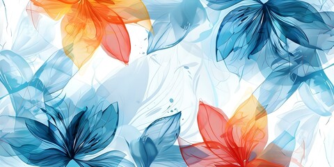 Fototapeta premium Modern Design: Abstract Acrylic Floral Brushstrokes Pattern on Fabric. Concept Abstract Art, Acrylic Painting, Floral Pattern, Modern Design, Fabric Print