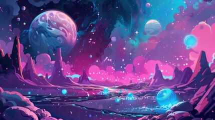 Naklejka premium Pop universe illustration background.