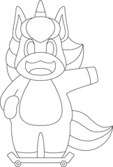 Unicorn Skater Skateboard Sports Animal Vector Graphic Art Illustration