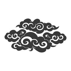 Silhouette chinese cloud symbol black color only