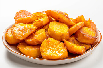 a bowl of cooked potatoes on a white table