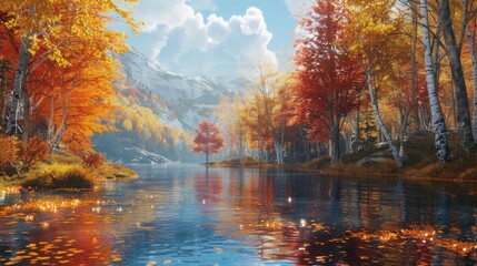 colourful autumn landscapes. AI generativ. hyper realistic 