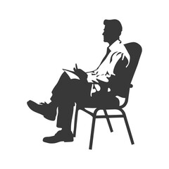 Silhouette psychologist in action full body black color only