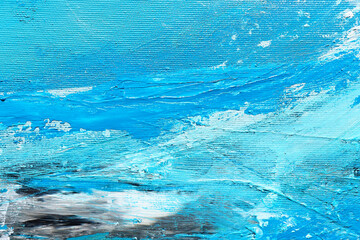 Abstract painting, blue pastel colors and brush stroke details