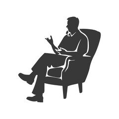 Silhouette psychologist in action full body black color only