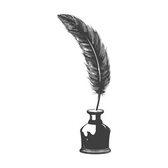 Silhouette quill in inkwell black color only