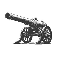 Silhouette vintage old cannon black color only