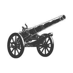 Fototapeta premium Silhouette vintage old cannon black color only