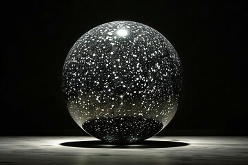 Glass sphere on a dark background,   rendering,   digital drawing