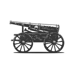 Fototapeta premium Silhouette vintage old cannon black color only