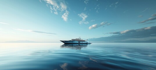 Serene Seascape with Yacht for Luxury Seafood Brand - Symbol of Exclusivity and Fine Dining
