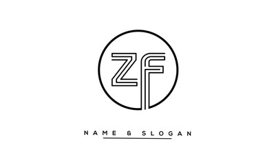 ZF, FZ, Z, F Abstract Letters Logo Monogram