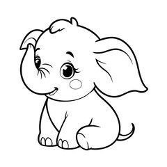Cute vector illustration Elephant drawing colouring activity