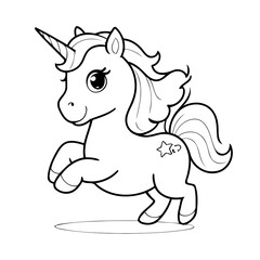 Simple vector illustration of Unicorn doodle for toddlers worksheet