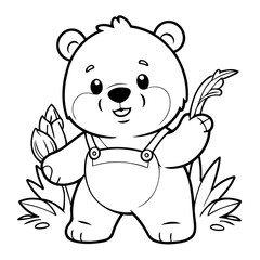 Simple vector illustration of Bear outline for colouring page