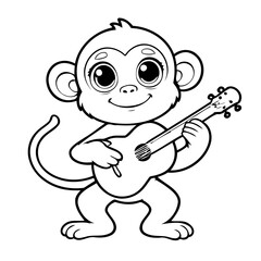 Simple vector illustration of Monkey hand drawn for kids coloring page