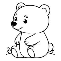 Simple vector illustration of Bear for children colouring activity