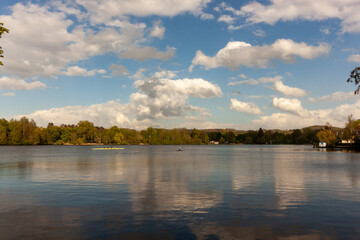 Bad Waldsee city lake. Landscape with lake and sky