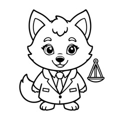 Cute vector illustration Wolf for toddlers colouring page