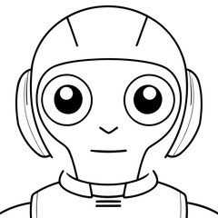 Vector illustration of a cute Robot doodle for kids coloring worksheet