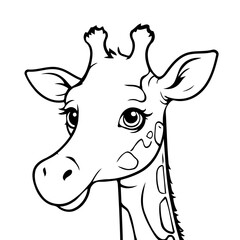 Cute vector illustration Giraffe drawing for toddlers colouring page