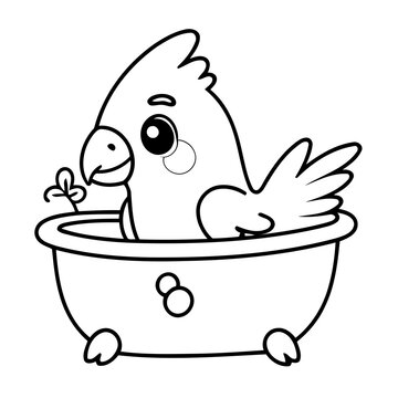 recommend clip art: Simple vector illustration of Parrot outline for colouring page