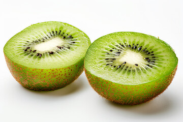Fototapeta na wymiar a kiwi cut in half on a white surface