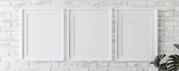 Minimalist White Picture Frame on Brick Wall