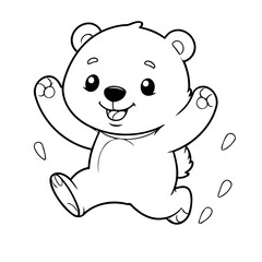Cute vector illustration Bear doodle for toddlers colouring page