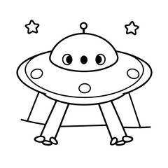 Vector illustration of a cute UFO drawing colouring activity