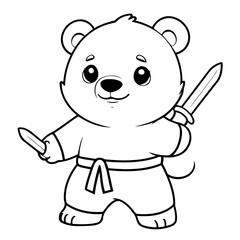 Vector illustration of a cute PolarBear drawing for kids colouring page