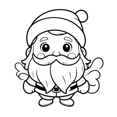 Cute vector illustration Santa doodle colouring activity for kids