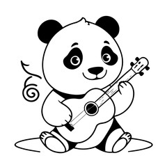 Vector illustration of a cute Panda drawing for kids colouring activity