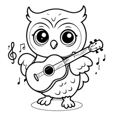 Cute vector illustration Owl doodle black and white for kids page