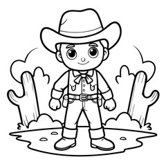 Cute vector illustration Wildwest drawing for toddlers coloring activity