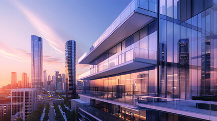 Encapsulation of Futuristic Urban Architectural Design in the Warm Embrace of Sunset